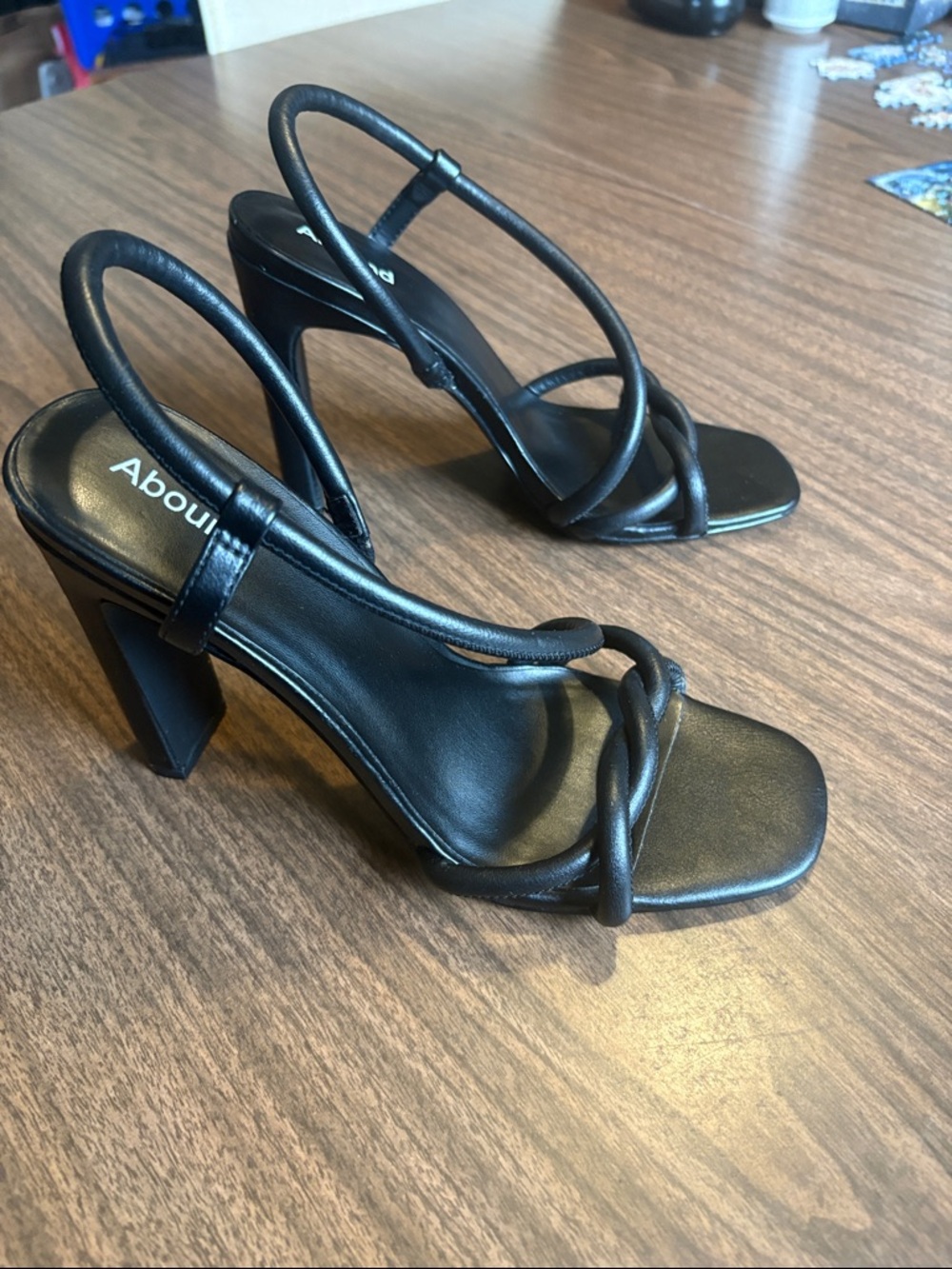 Abound Nordstrom 7.5 Black Strappy Knotted Block Heel Abrosalie